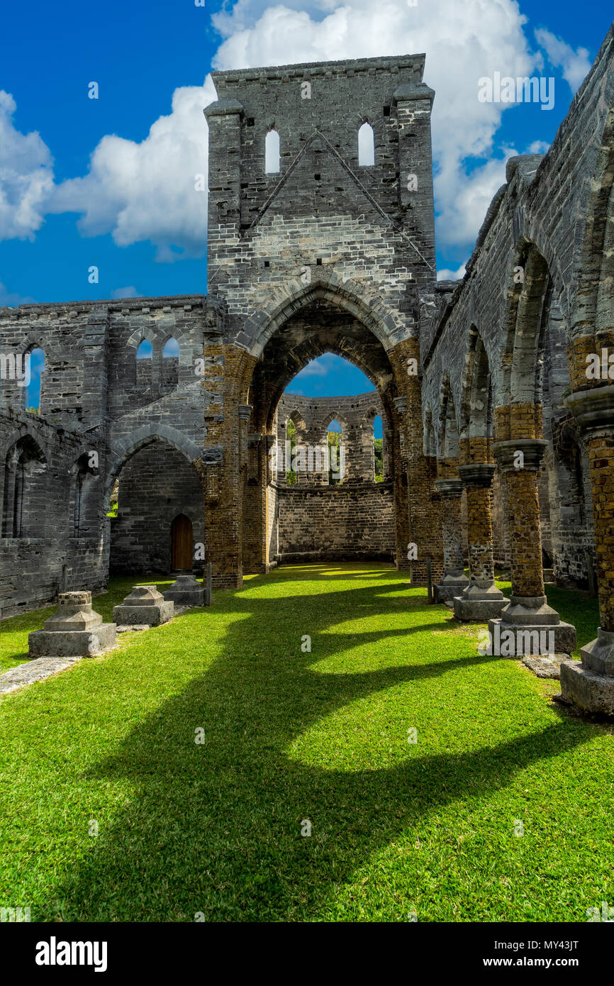 The unfinished church in St. George's, Bermuda. Stock Photo
