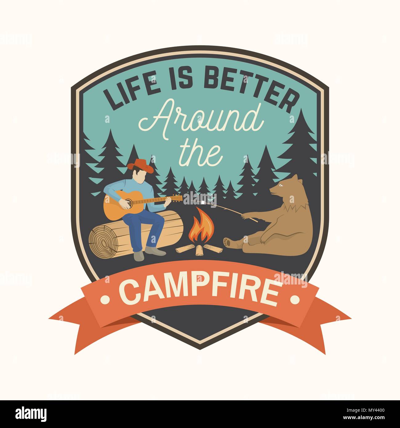 Camping Life Is Better By The Campfire Quote Typogrophy Wall Art Print