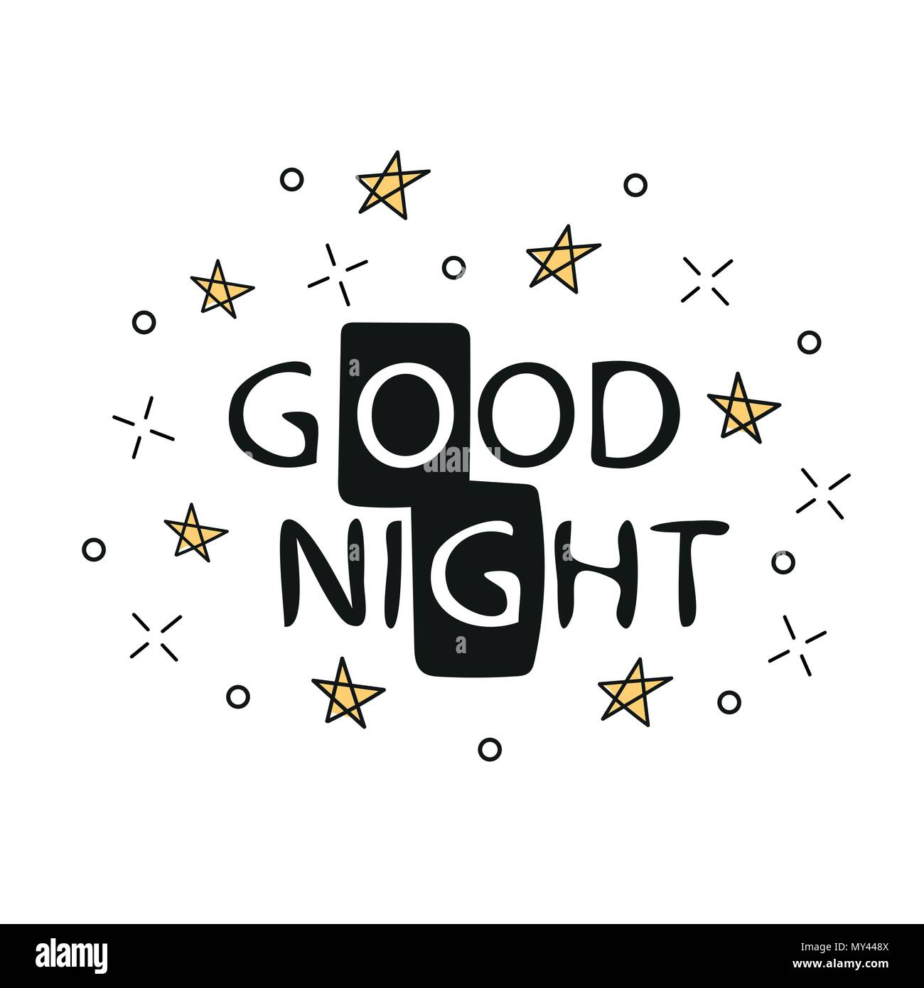 Good Night. Hand drawn typography poster. T shirt lettered design