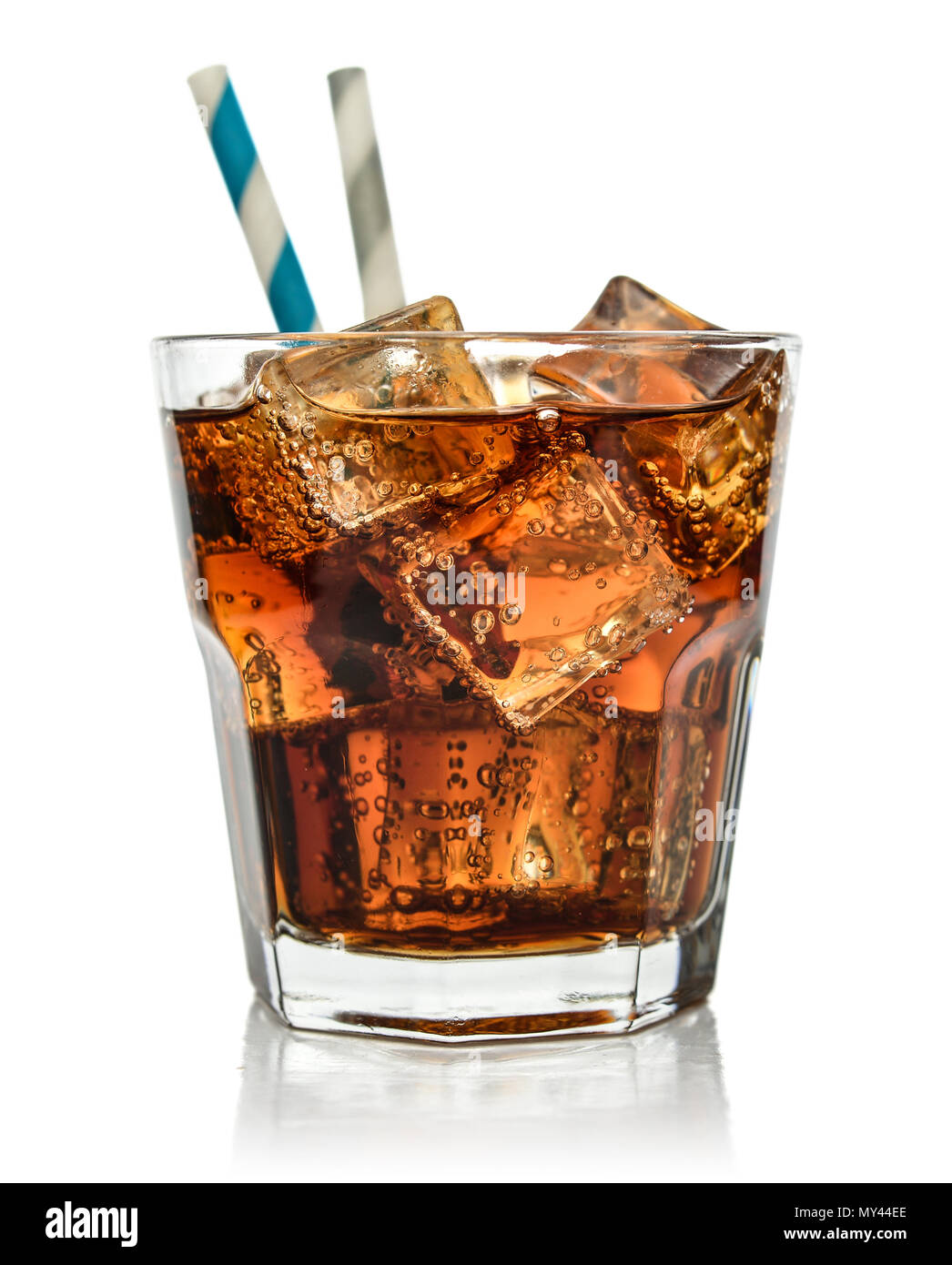 Glass of cola drink with ice isolated on white background Stock Photo ...