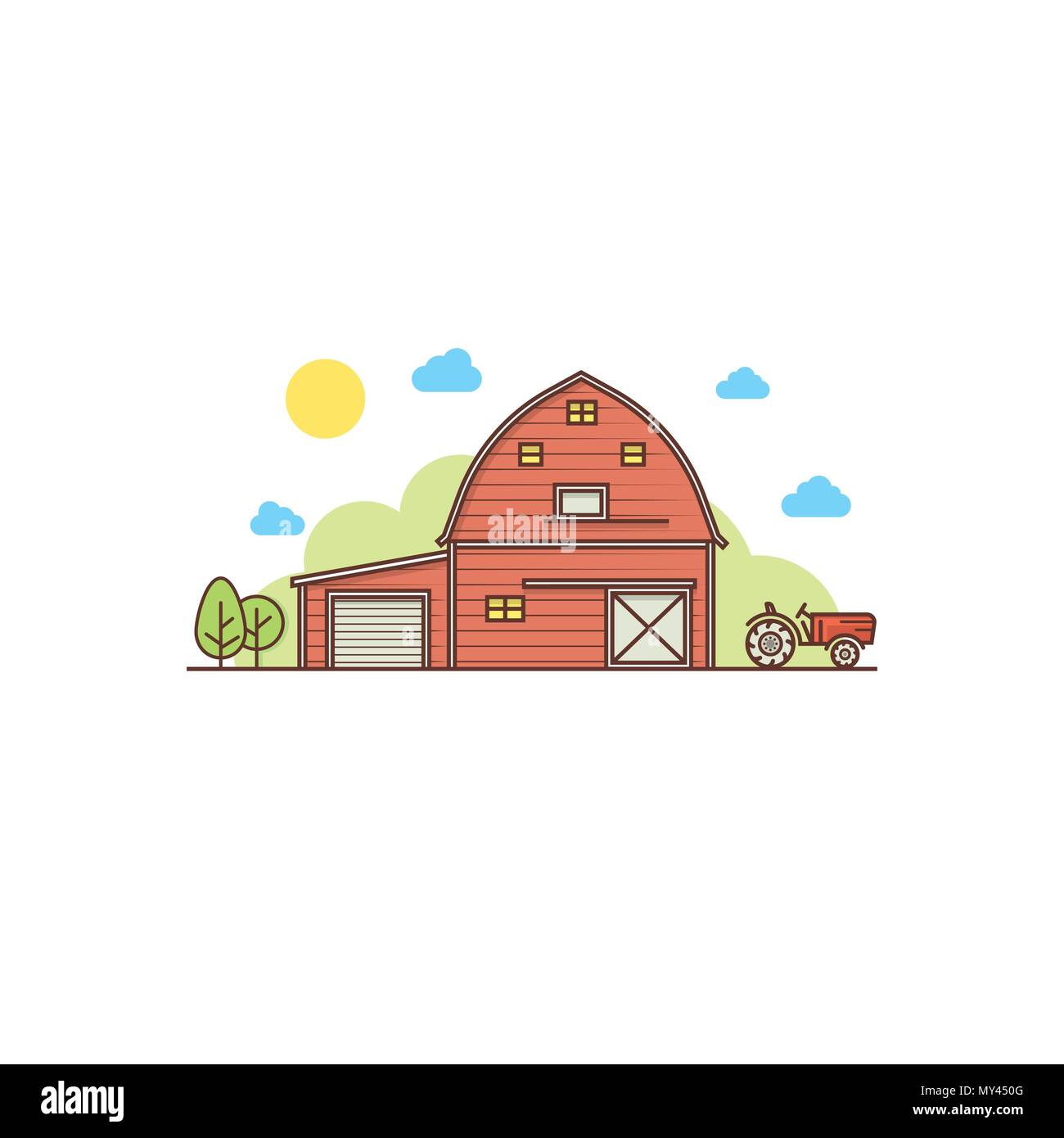 Thin line american farm icon. For web design and application interface, also useful for infographics. Vector illustration. Stock Vector