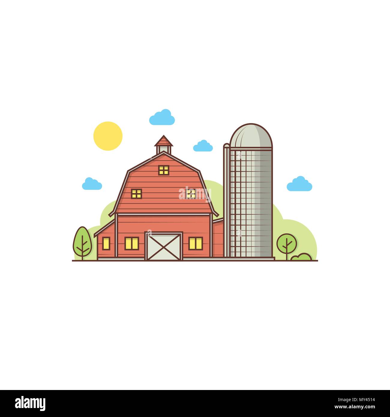 Thin line american farm icon. For web design and application interface, also useful for infographics. Vector illustration. Stock Vector