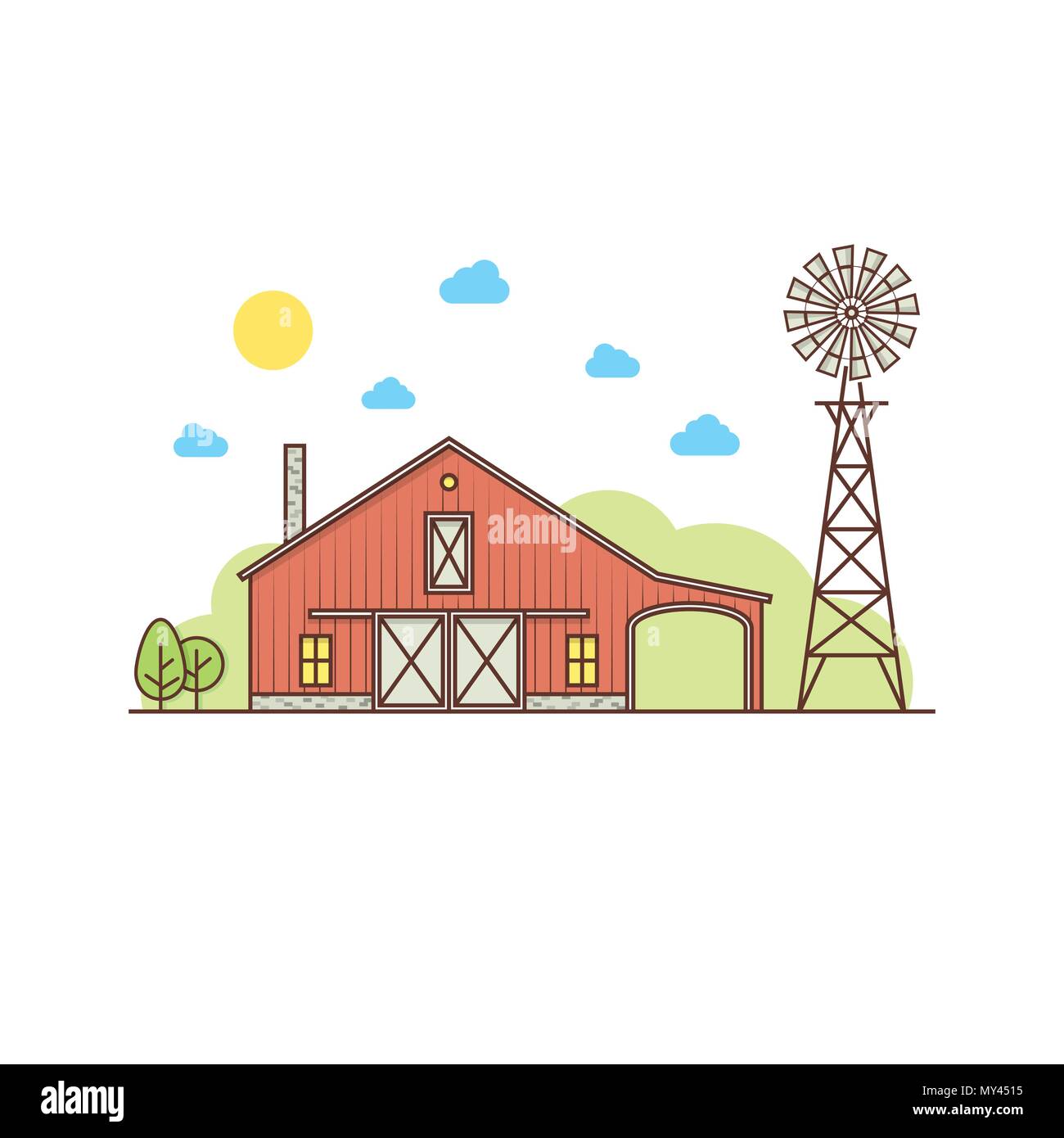 Thin line american farm icon. For web design and application interface, also useful for infographics. Vector illustration. Stock Vector