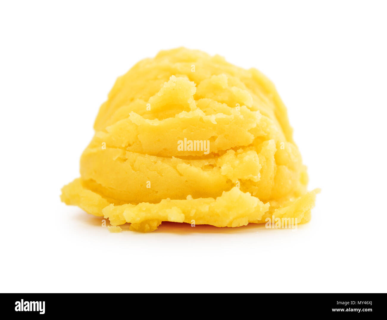 Scoop of  yellow ice cream isolated on white background Stock Photo
