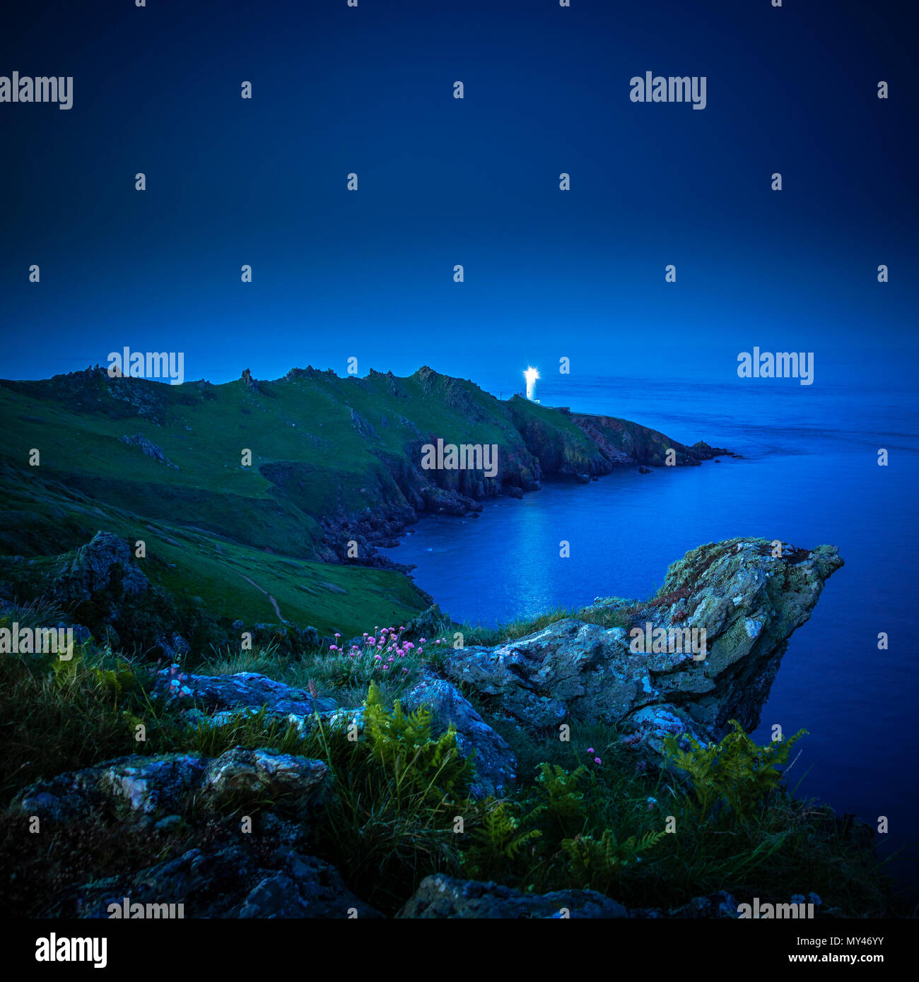 Start Point Cliffs Start Point Headland and Lighthouse Stock Photo - Alamy