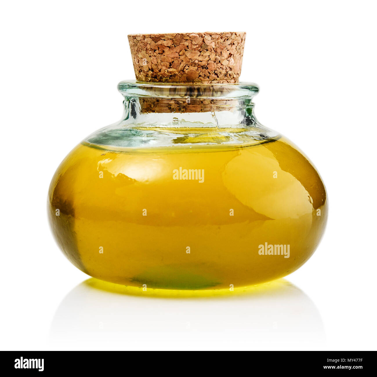 Olive oil in bottle isolated on white background with clipping path