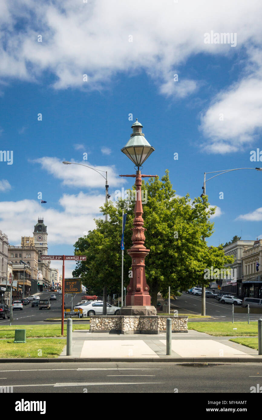 Victorian street lamp at the end of Sturt Street, Ballarat, Victoria