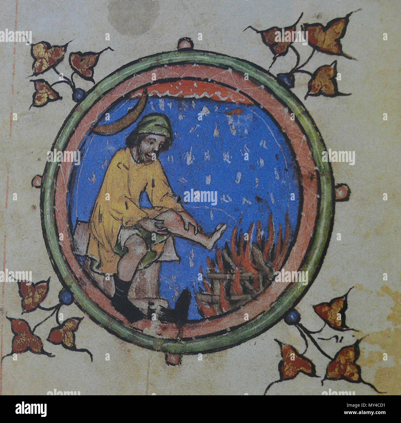 Čeština: Měsíc únor- Brevíř křížovnického velmistra Lva . 14th century.  Anonymous 86 BrevirLva Stock Photo - Alamy