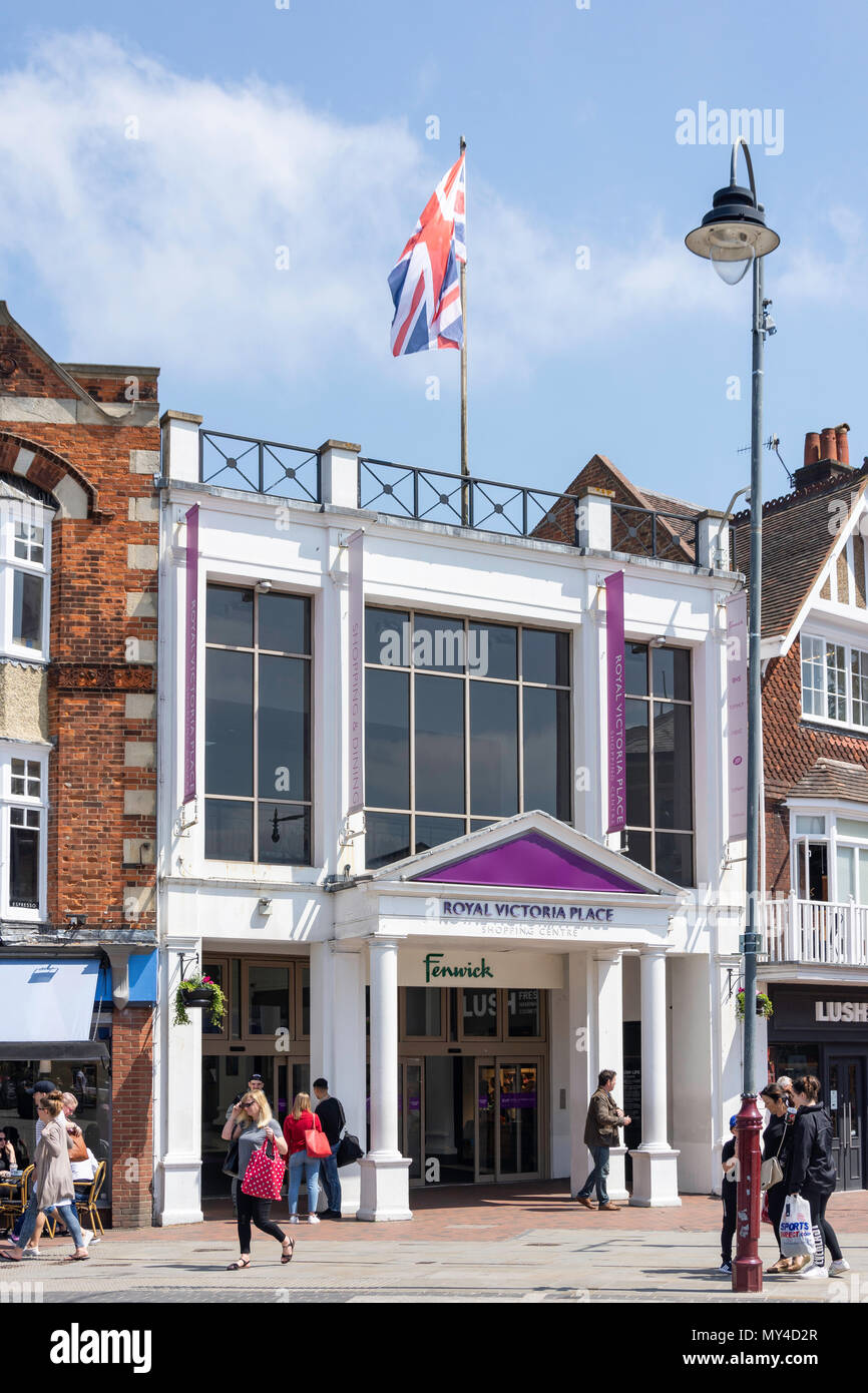 Entrance exterior shoppers royal victoria place shops on corner hires