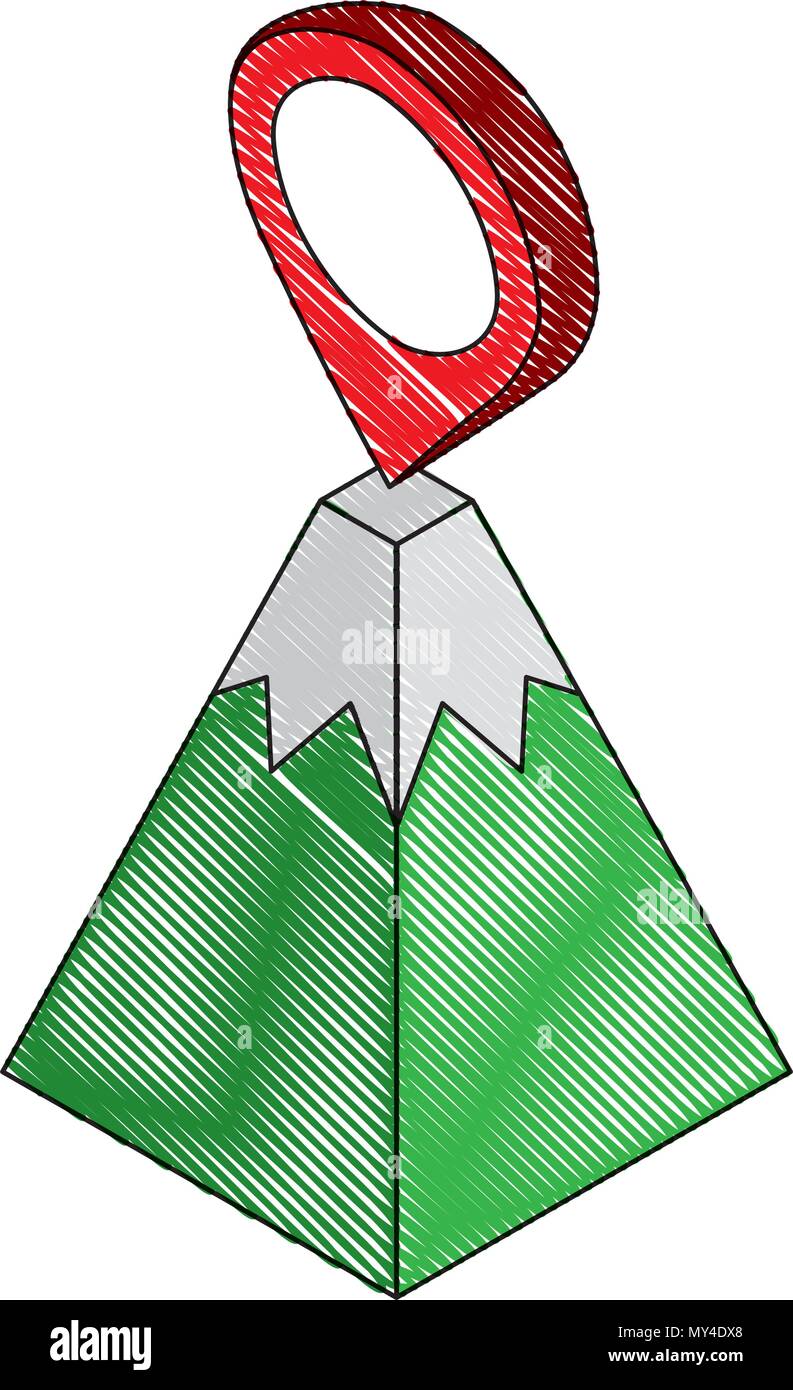 gps navigation mountain pointer location isometric vector illustration Stock Vector