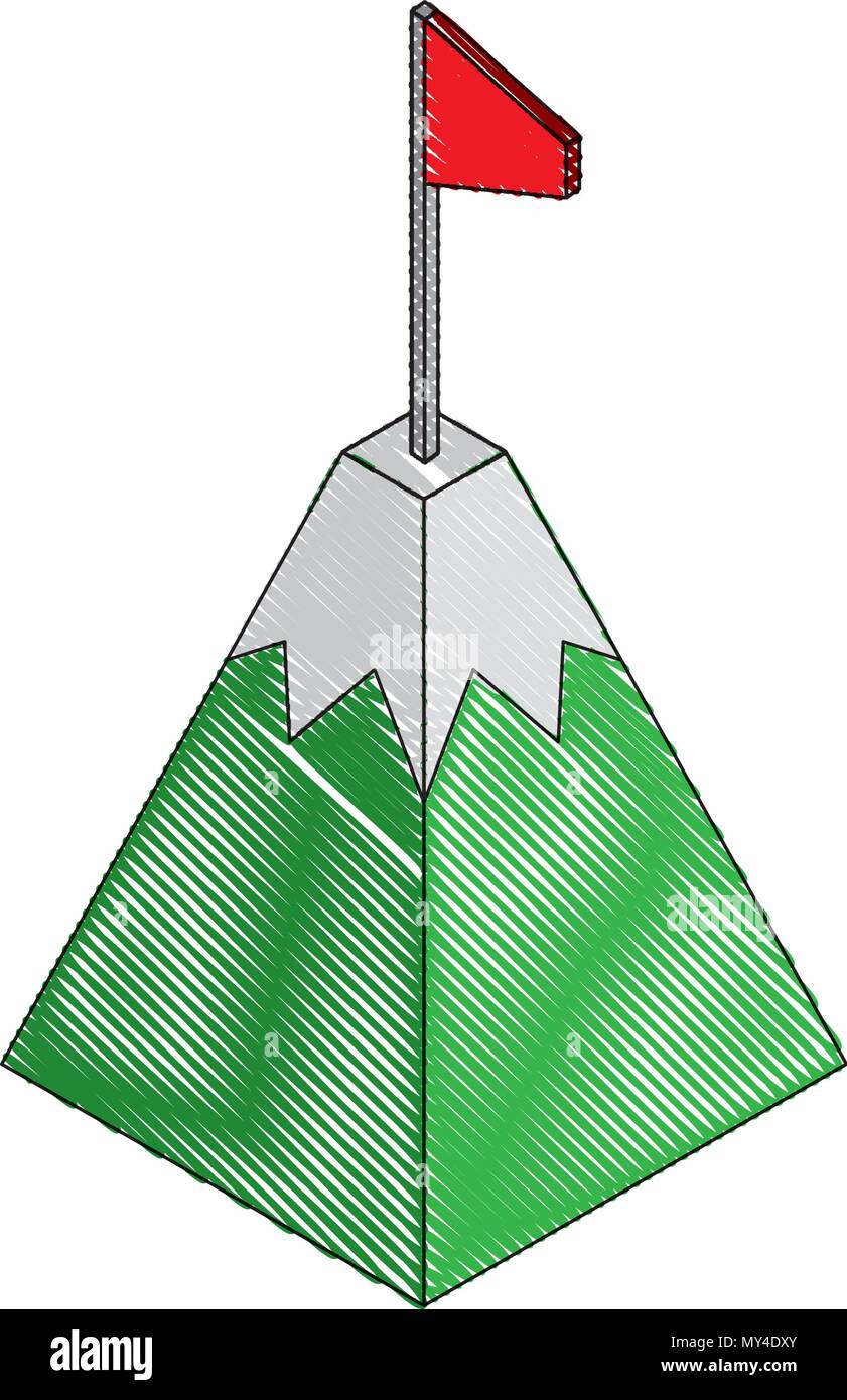 gps navigation mountain pointer flag location isometric vector illustration Stock Vector