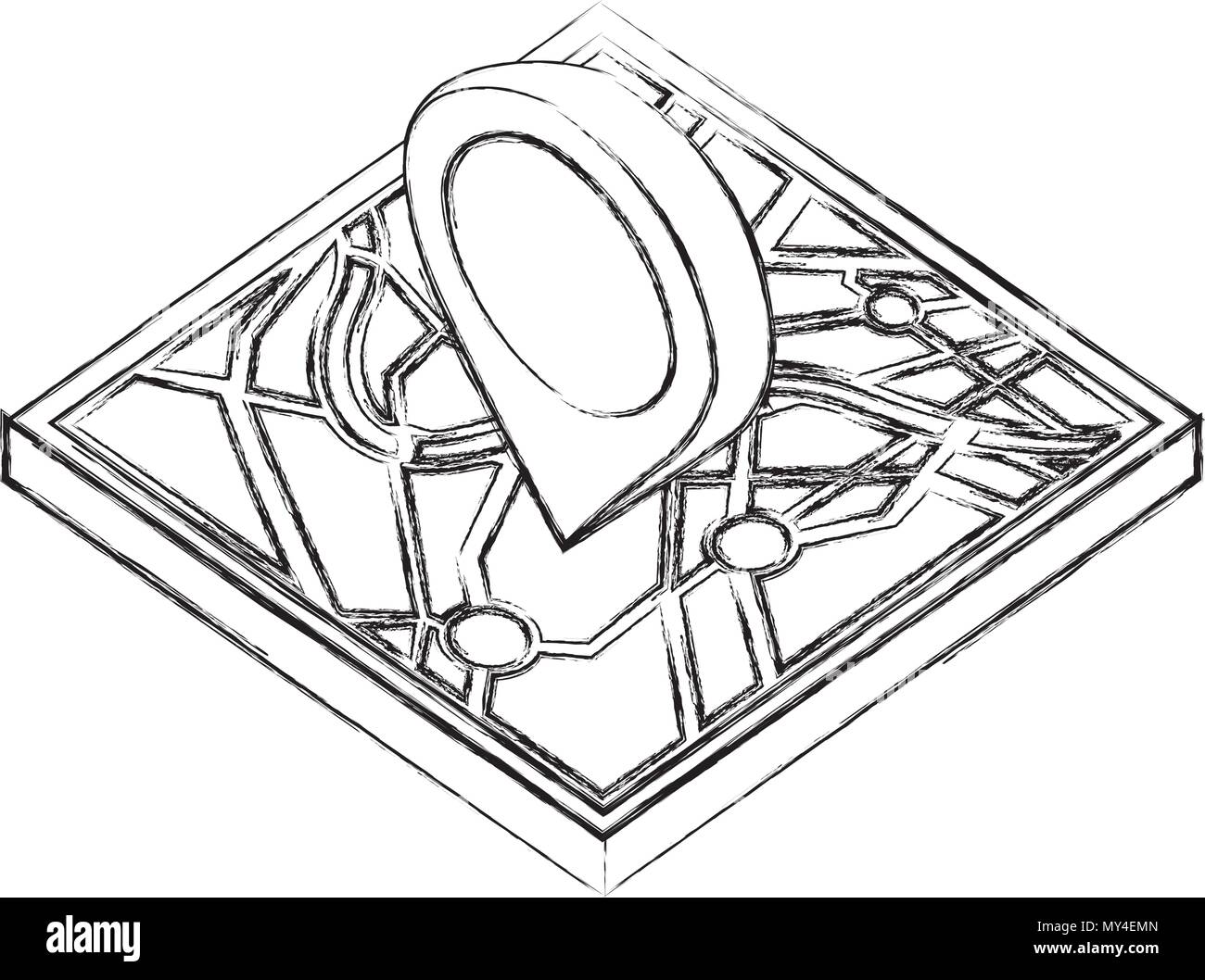 gps naviation mobile map pointer direction location isometric vector ...