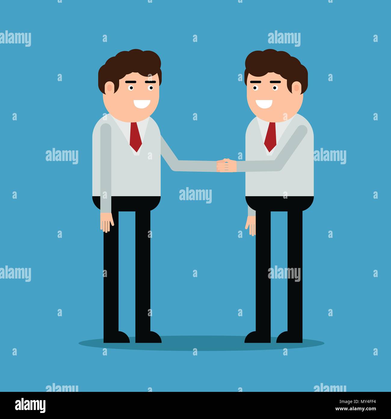 Businessmen shake hands, vector illustration on a blue background Stock Vector