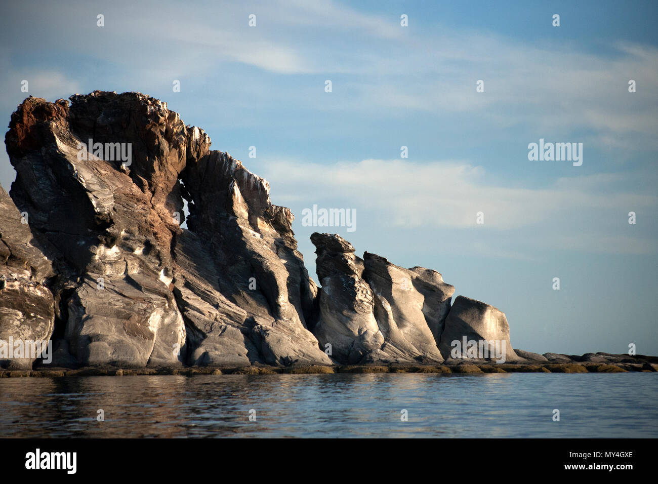 Rock formations in Cononado Island in Loreto Bay in Mexico's southern Baja California state, February 14, 2009. Stock Photo