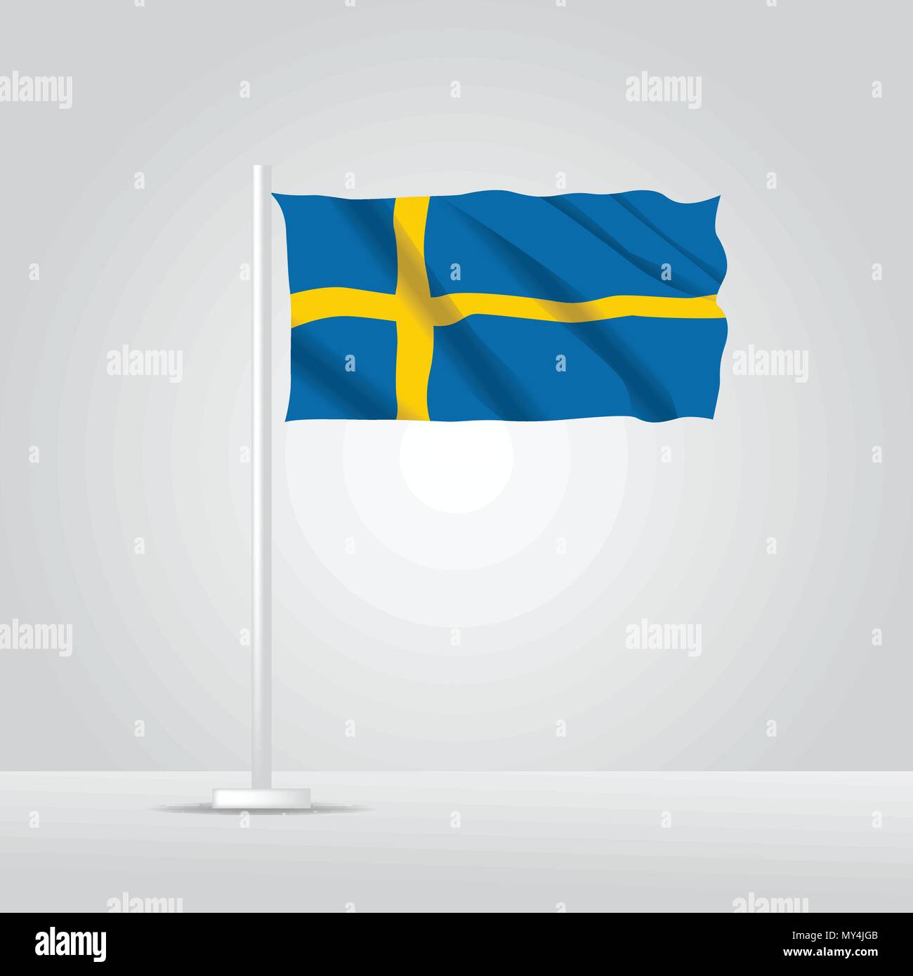 3D realistic sweden flag waving wind vector Stock Vector