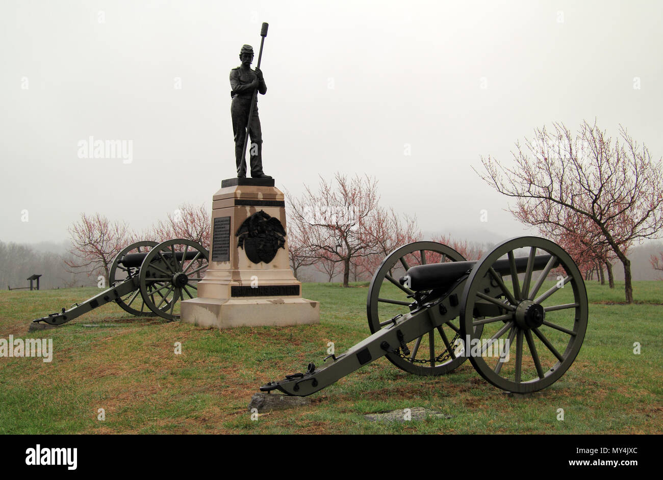 The Peach Orchard was the scene of some of the most furious fighting between Confederate and Union forces during the famous Battle of Gettysburg, PA Stock Photo