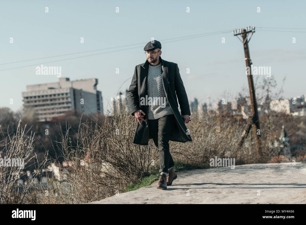 Lonely middle aged man walking hi-res stock photography and images - Alamy