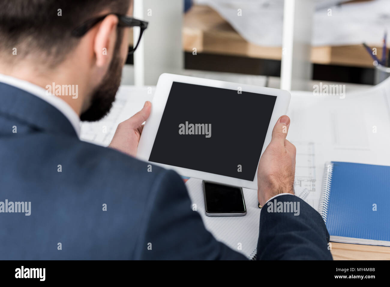 Man working place gadget hi-res stock photography and images - Alamy