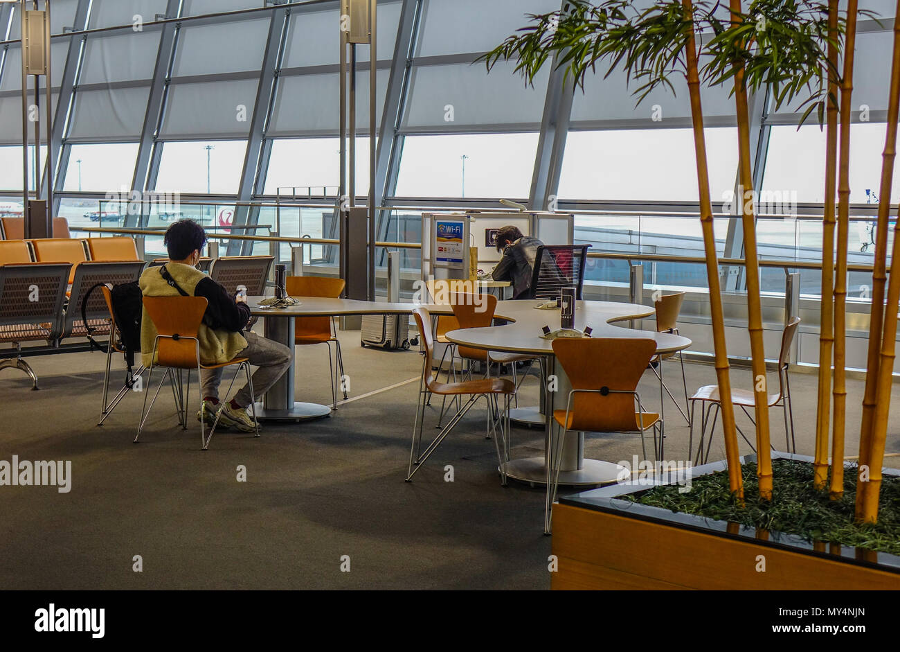 Nagoya, Japan - Mar 19, 2018. Interior of Chubu Centrair Airport (NGO) in Nagoya, Japan. Chubu Centrair is one of Japan five off-shore airports. Stock Photo