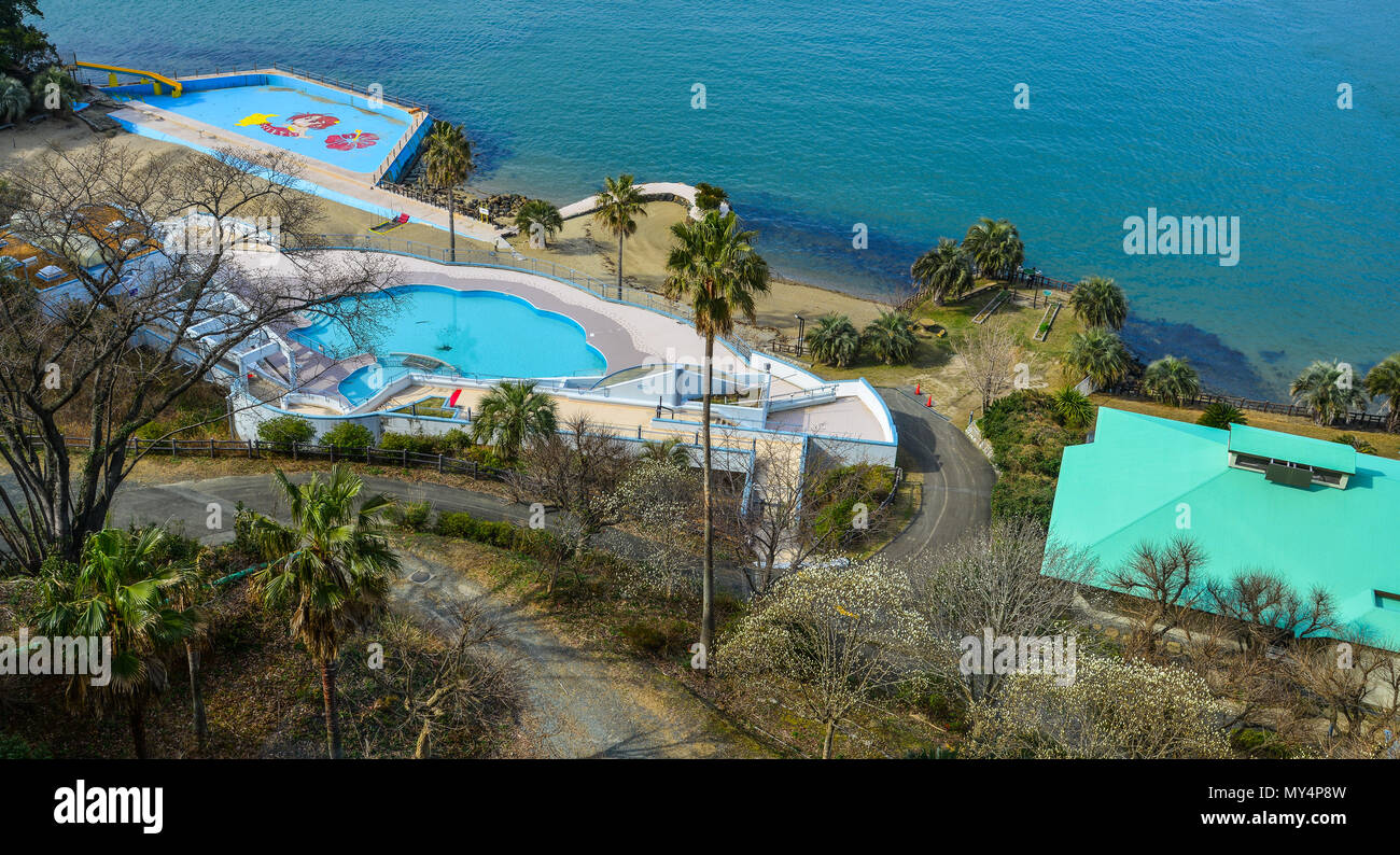 Matsusaka, Japan Mar 18, 2018. Outdoor swimming pool of a luxury