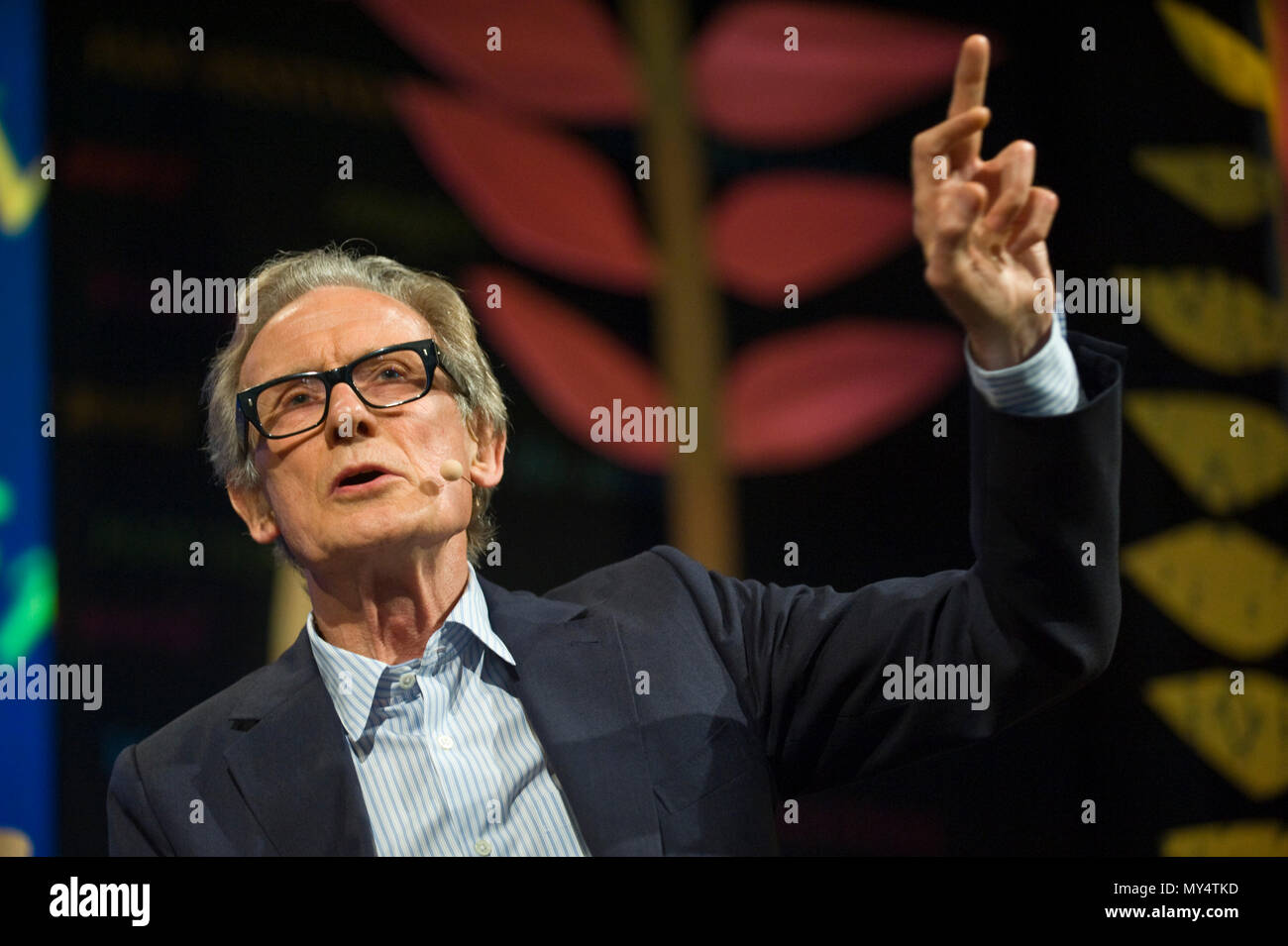 Bill Nighy speaking on stage at Hay Festival 2018 Hay-on-Wye Powys Wales UK Stock Photo