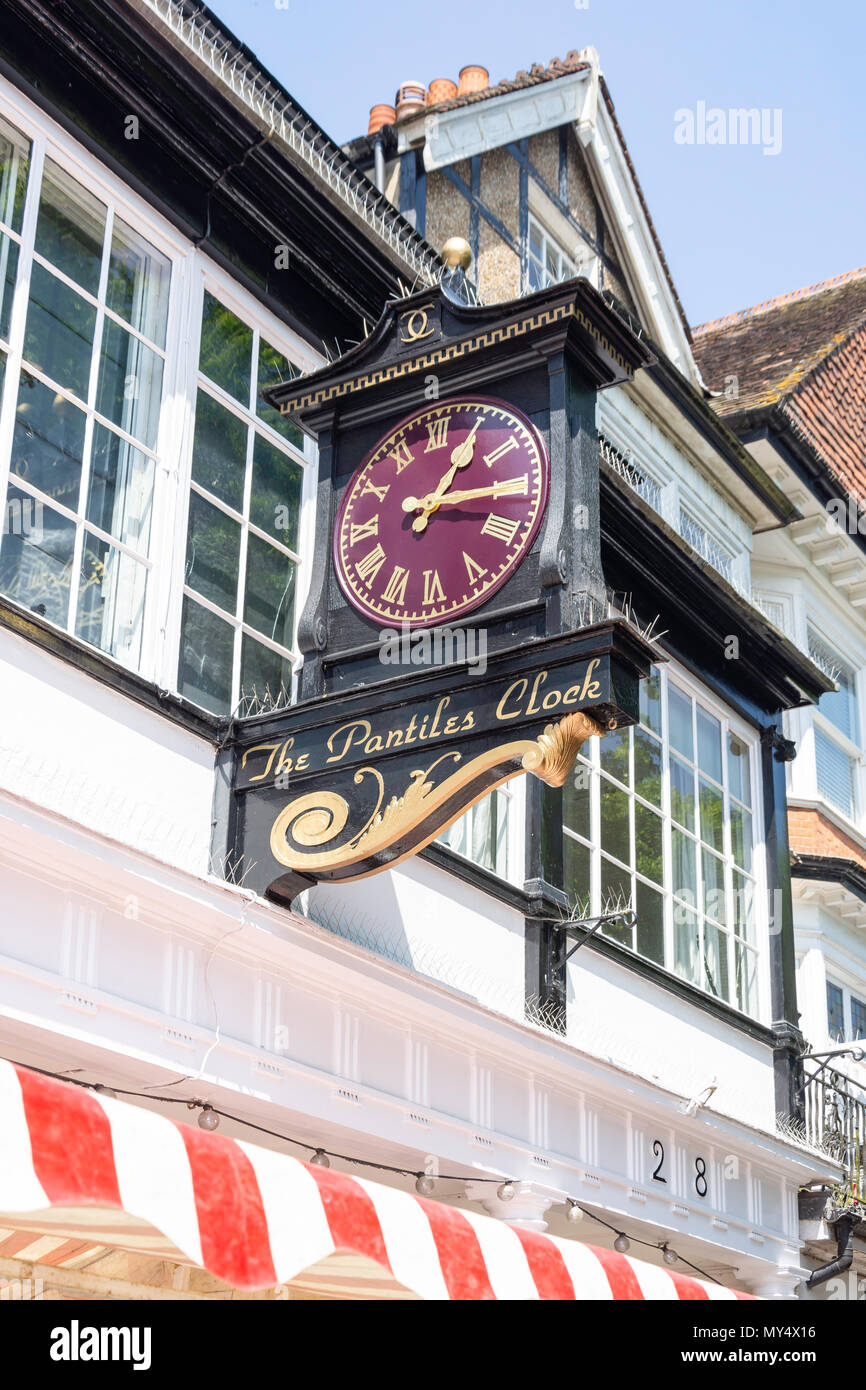 The Pantiles Clock, The Pantiles, Royal Tunbridge Wells, Kent, England, United Kingdom Stock Photo