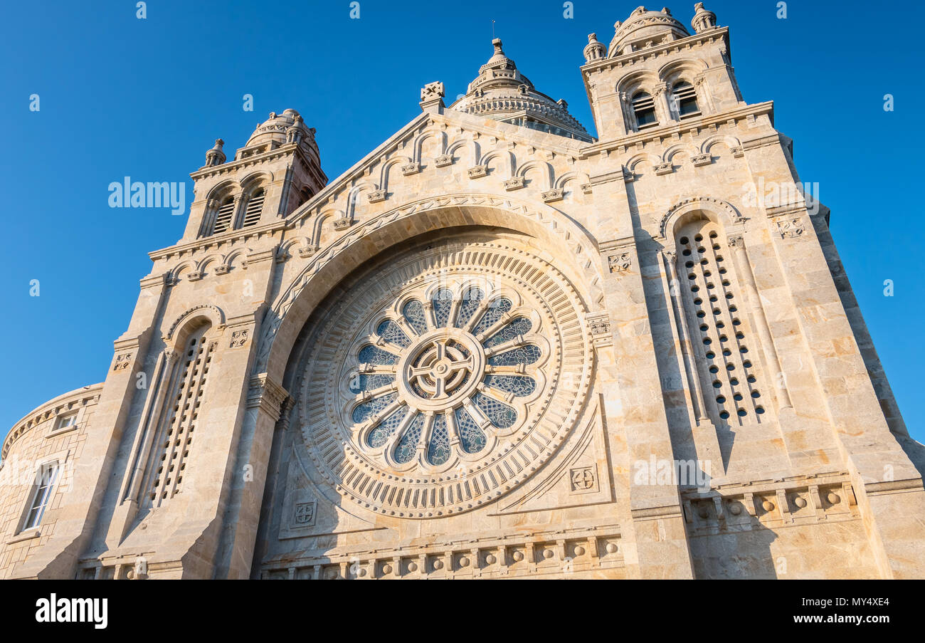 architectural detail of Santa Luzia basilica in Viana do Castelo in northern Portugal on a spring day Stock Photo