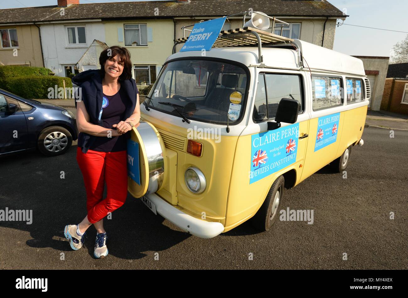 MP Claire Perry Conservative canidatate for Devizes with her camper van ...