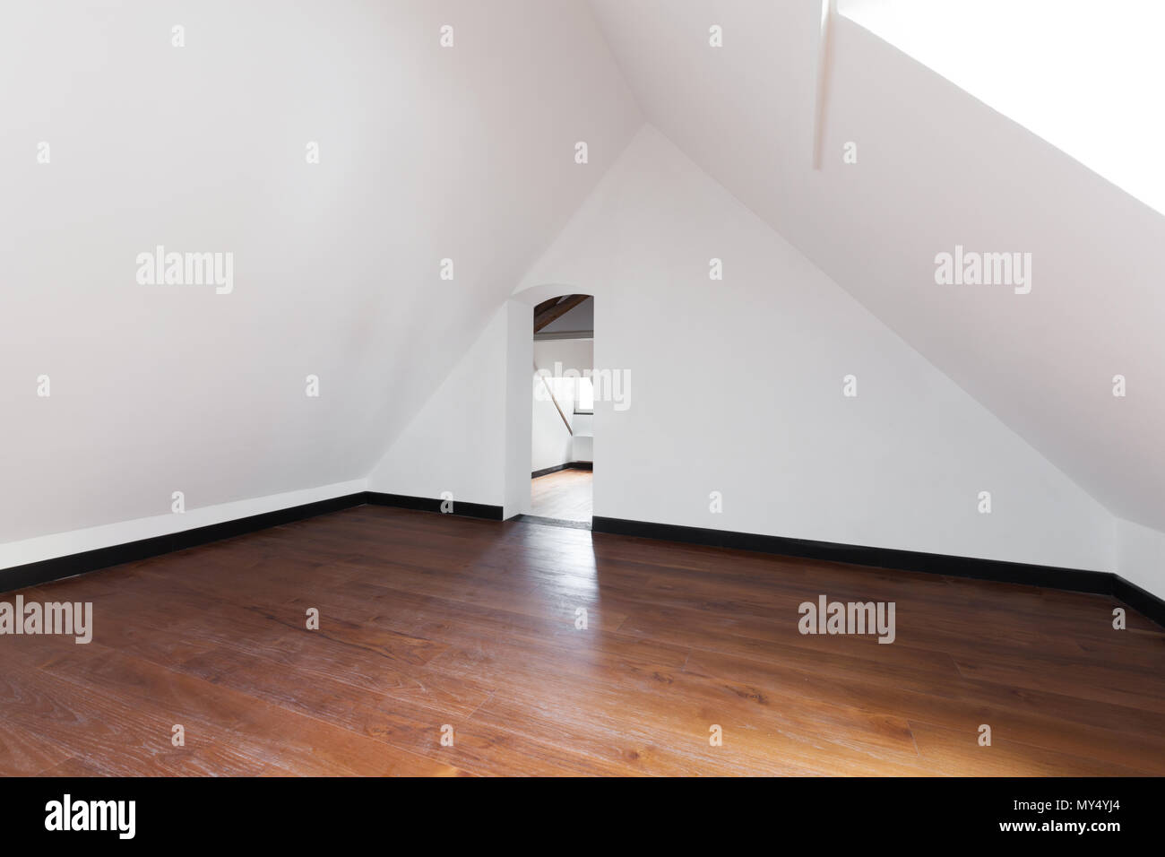 interior, old attic with wooden floor Stock Photo Alamy