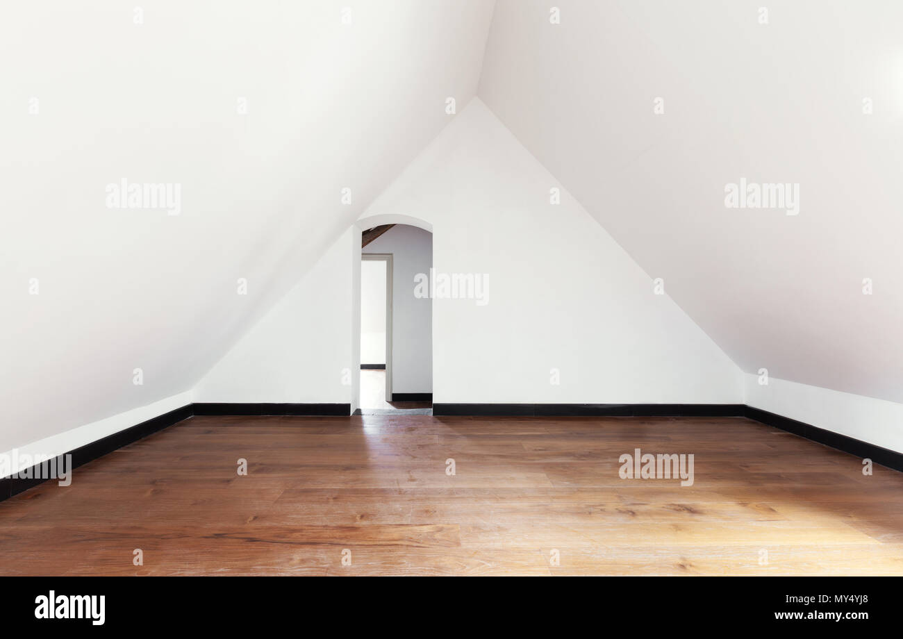 interior, old attic with wooden floor Stock Photo Alamy