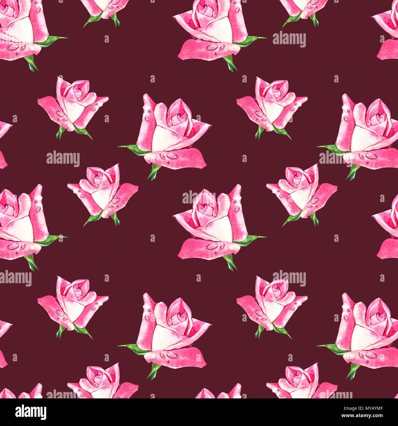 Natural pink roses background. Seamless pattern of red and pink roses ...