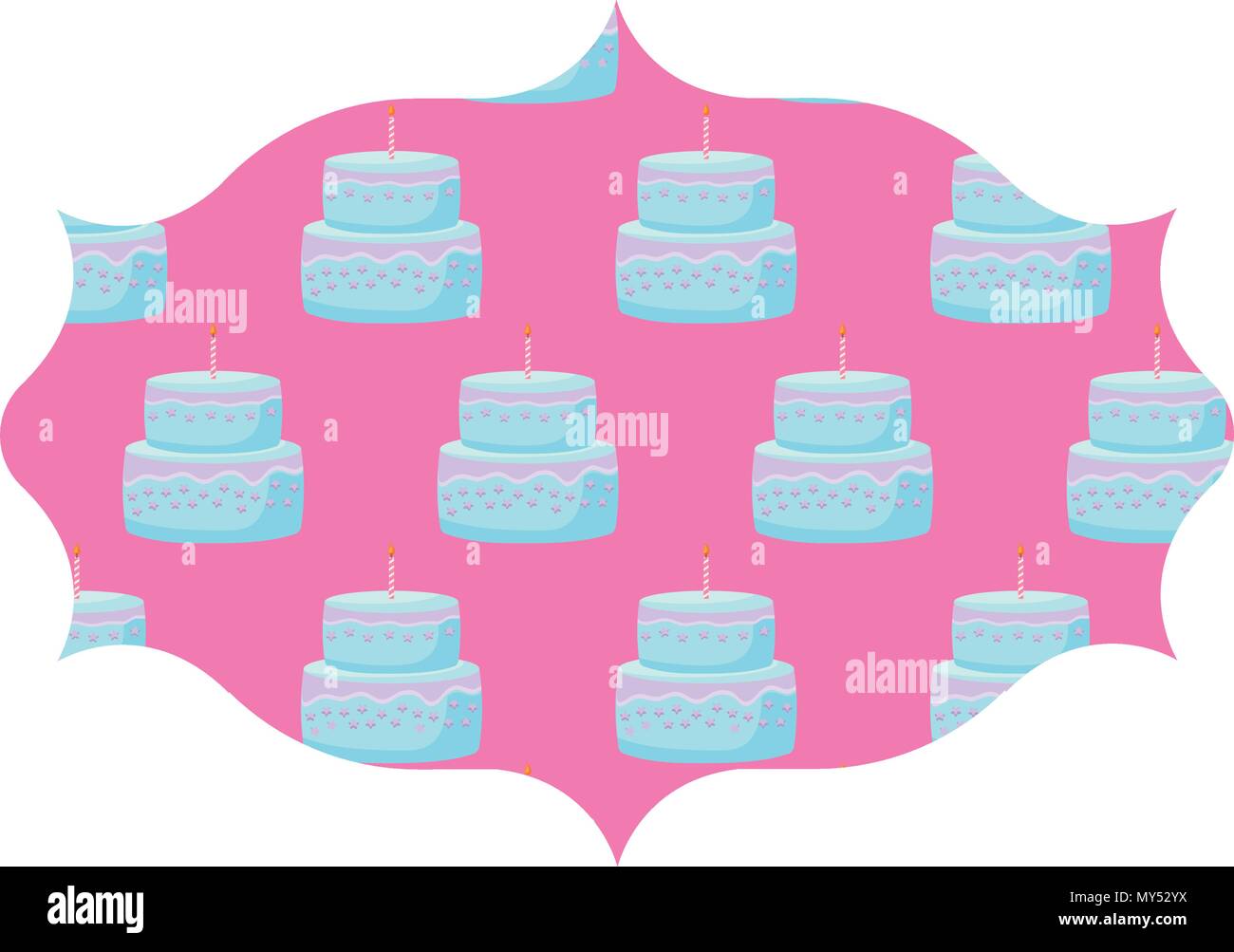 arabic frame with cakes with candles pattern over white background, vector illustration Stock Vector