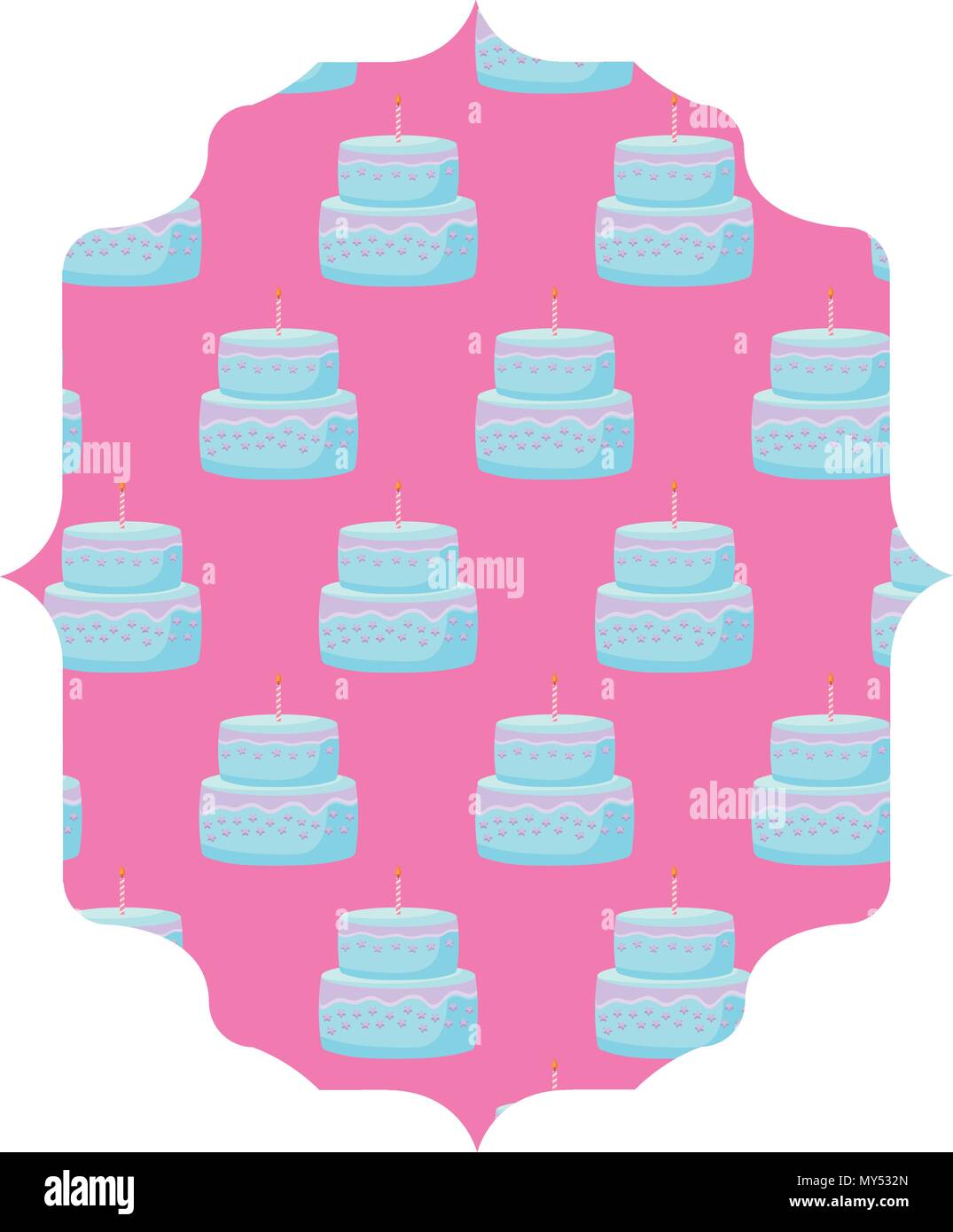 arabic frame with cakes with candles pattern over white background, vector illustration Stock Vector