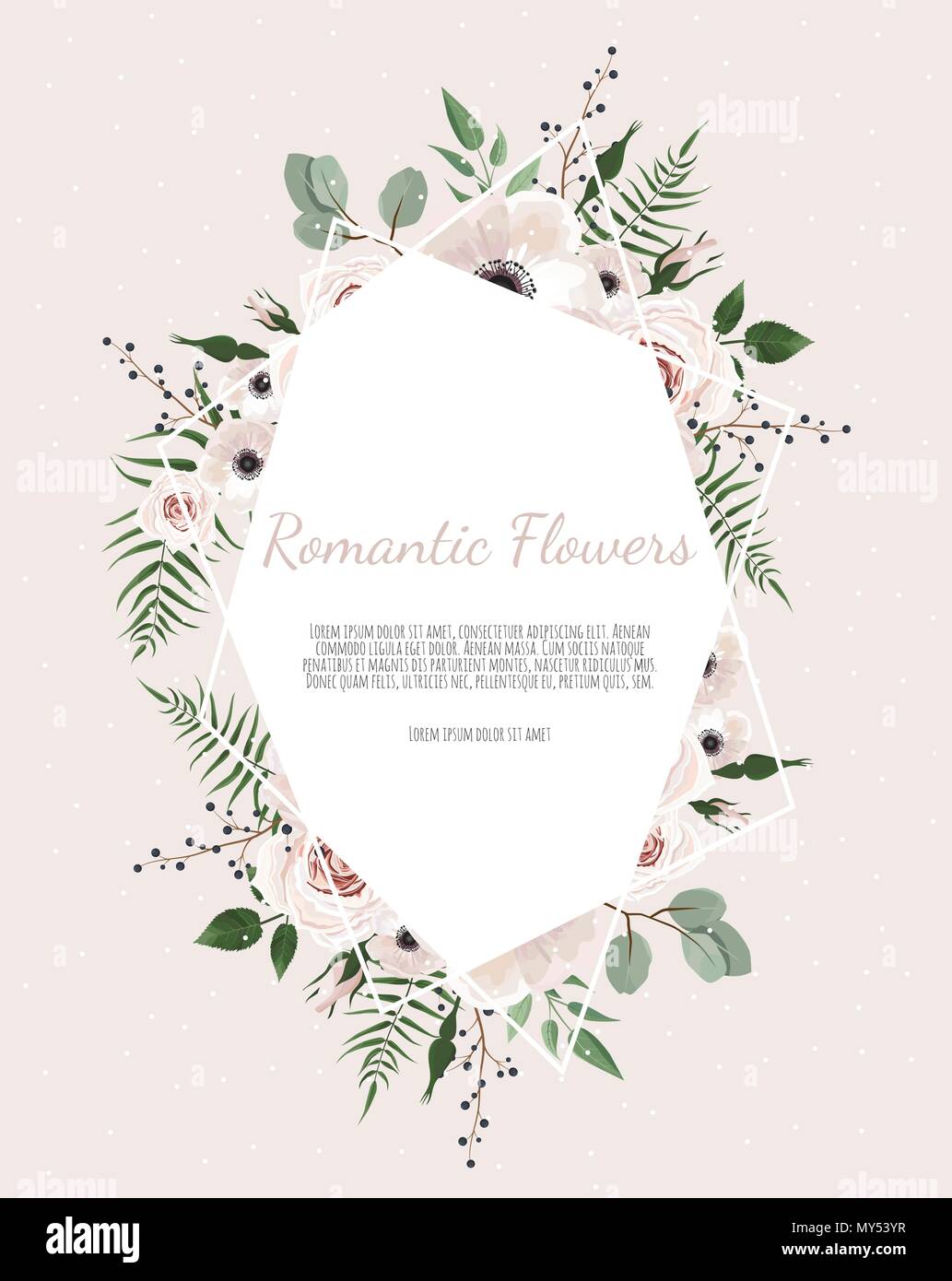Vector floral design card. Greeting, postcard wedding invite template