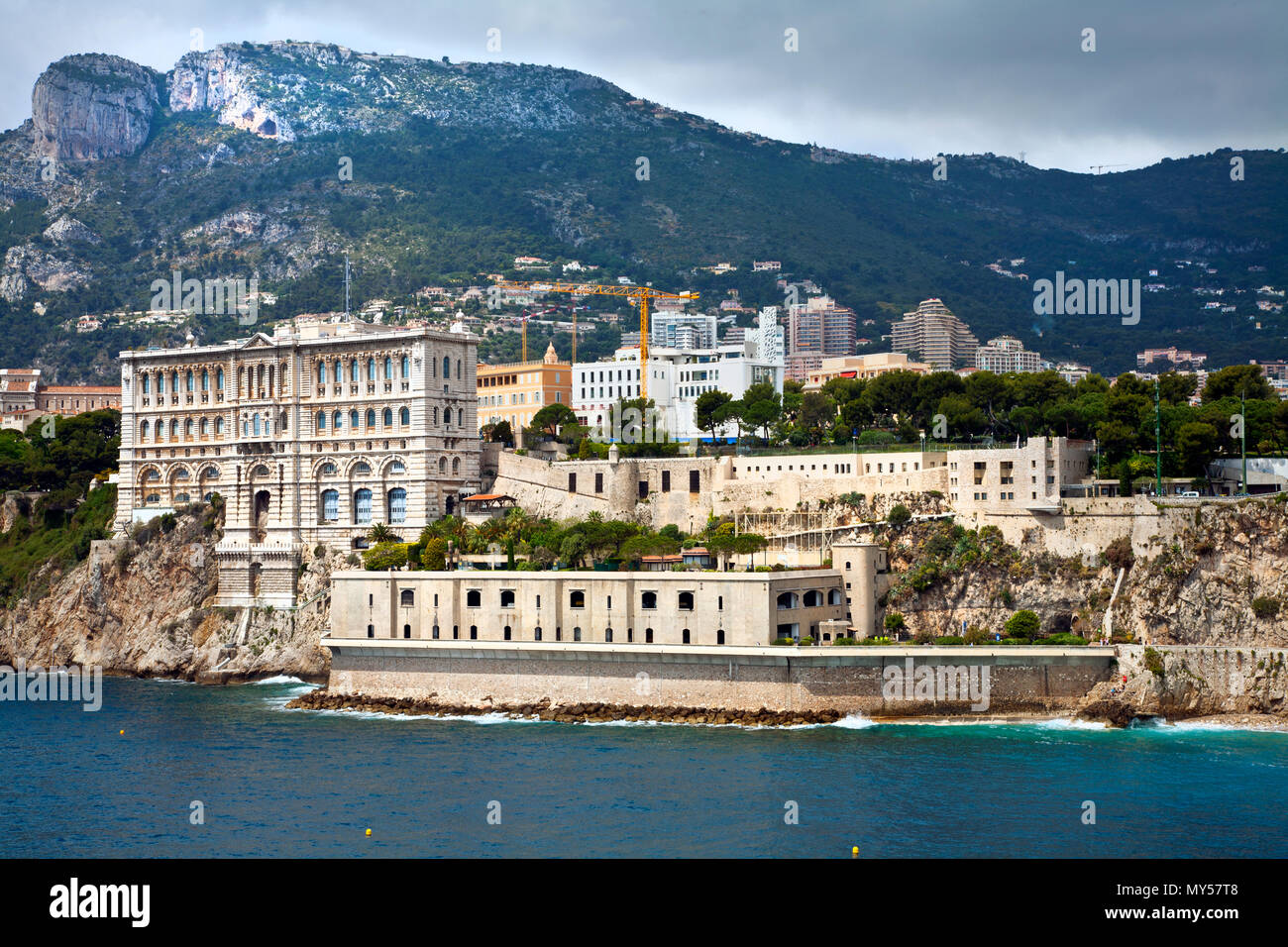 May 14, 2016: Oceanographic Institute and cliffs in Monte Carlo, Monaco Stock Photo