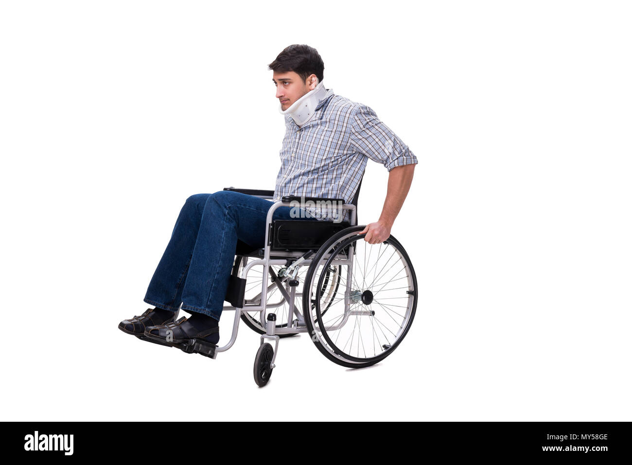 Man suffering from injury on wheelchair Stock Photo Alamy