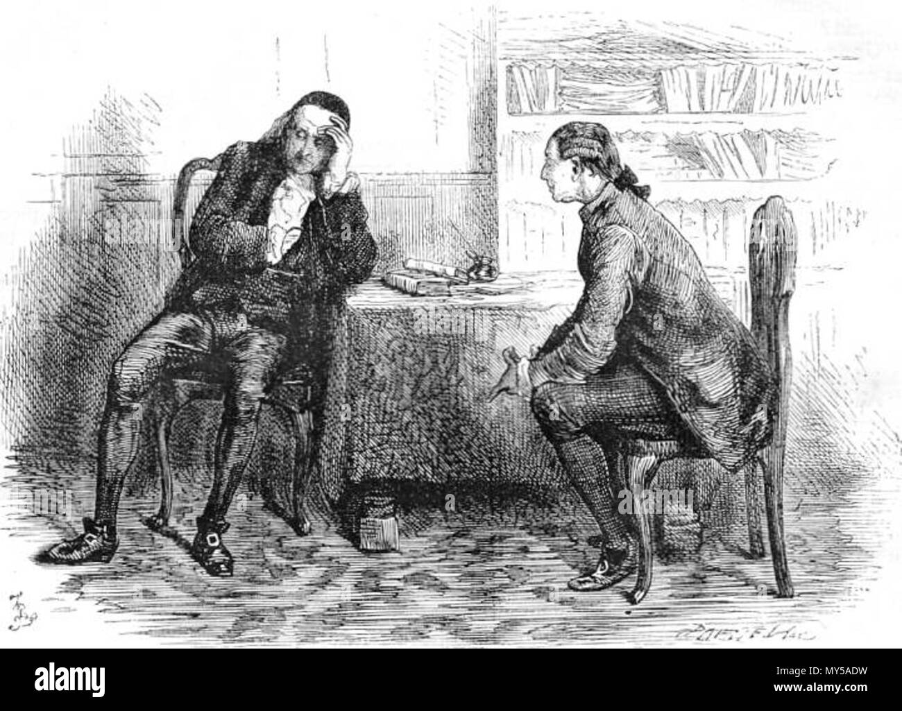 English: A Tale of Two Cities, Dr Manette conversing with Mr Lorry (II,  14), by Fred Barnard. 1870. Fred Barnard (1846–1896) Alternative names  Frederick Barnard Description illustrator, caricaturist and genre painter