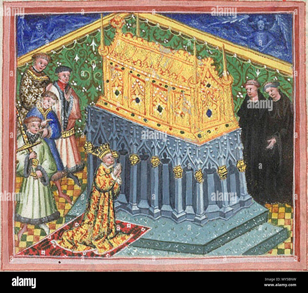 English Bl Blog Miniature Of Henry Vi Kneeling Before The Shrine Of St Edmund Harley 2278 F 4v Detail 9 June 11 Medieval Miniaturists 87 British Library Henry Vi Detail Stock Photo Alamy