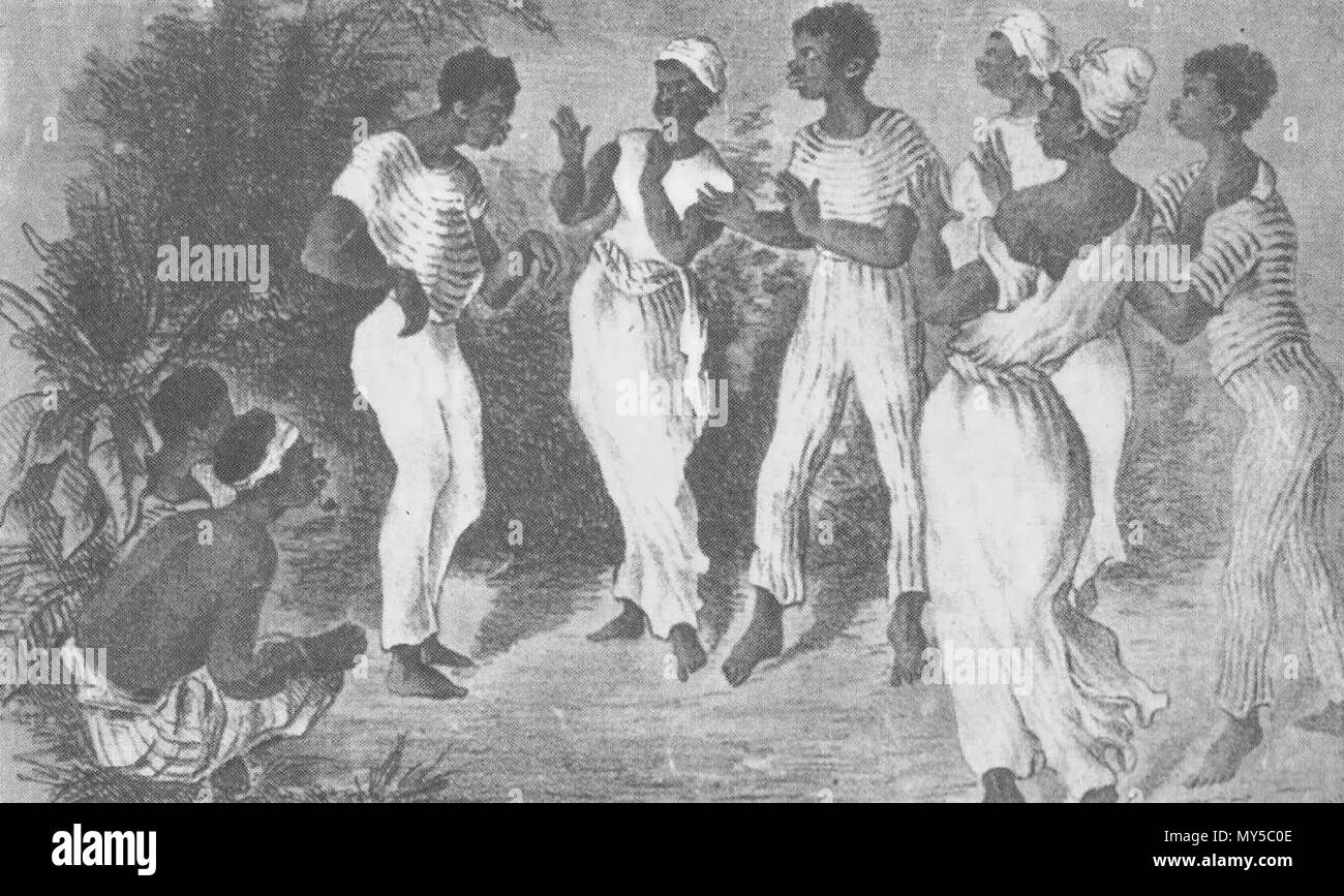 . Português: Dança Batuque. Costumes do Rio de Janeiro, 1835. 1835. Johann Moritz Rugendas (1802-1858) 47 Apunte de Batuque Rugendas Stock Photo