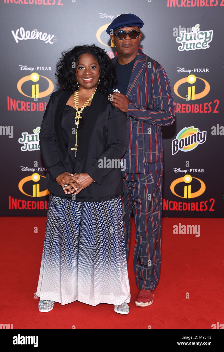 Hollywood, California, USA. 5th June, 2018. LaTanya Richardson and Samuel L.  Jackson arrives for the premiere of the film 'Incredibles 2' at the El  Capitan theater. Credit: Lisa O'Connor/ZUMA Wire/Alamy Live News