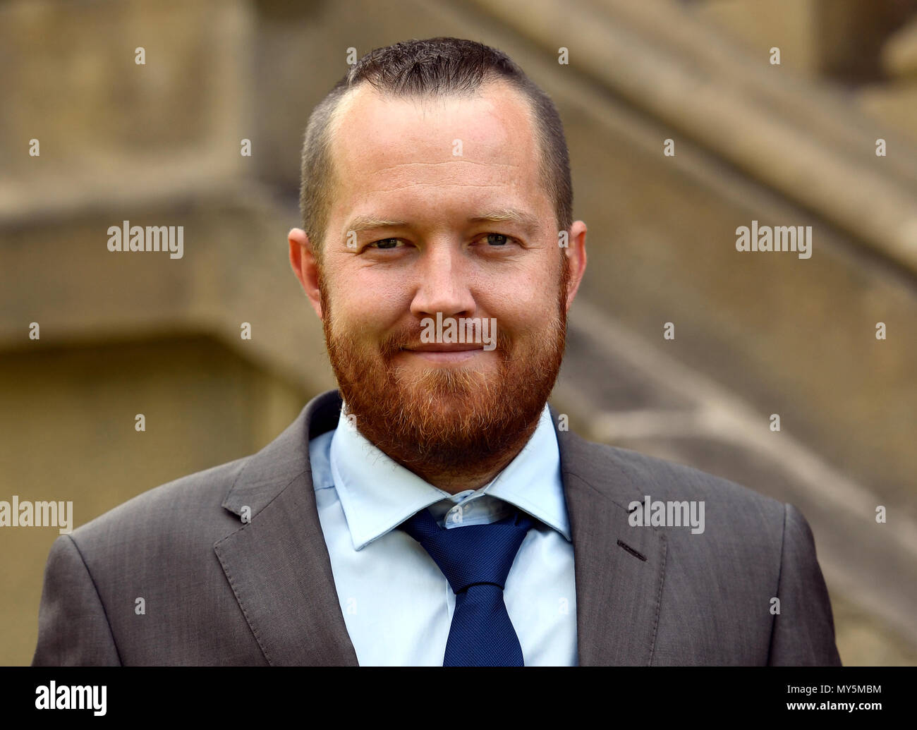 Prague, Czech Republic. 06th June, 2018. Annual Otto Wichterle prize  laureate Petr Broz poses after bestowing