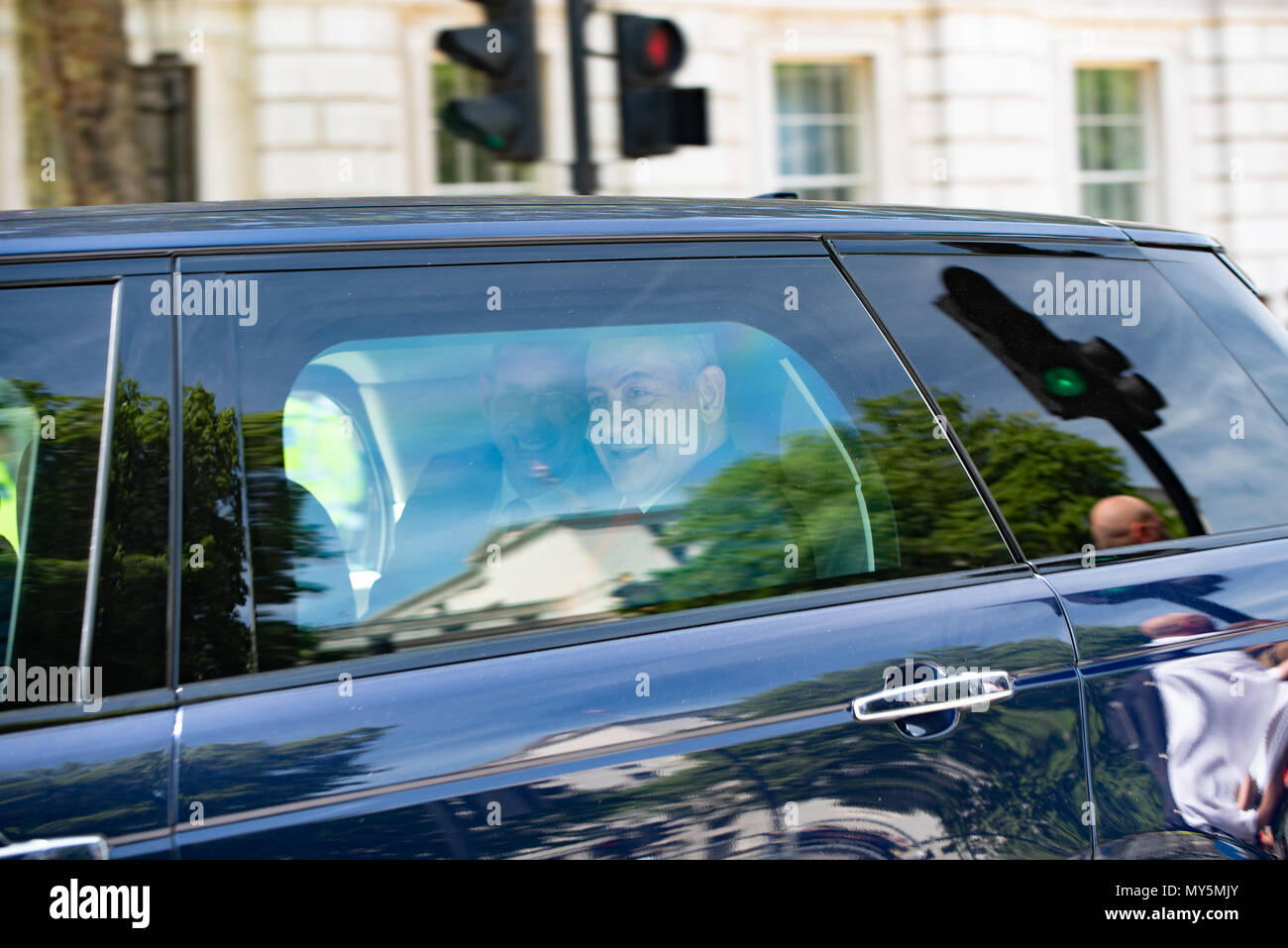 Israel Prime MInister Benjamin Netanyahu arrives to meet UK Prime Minister Theresa May. Stock Photo
