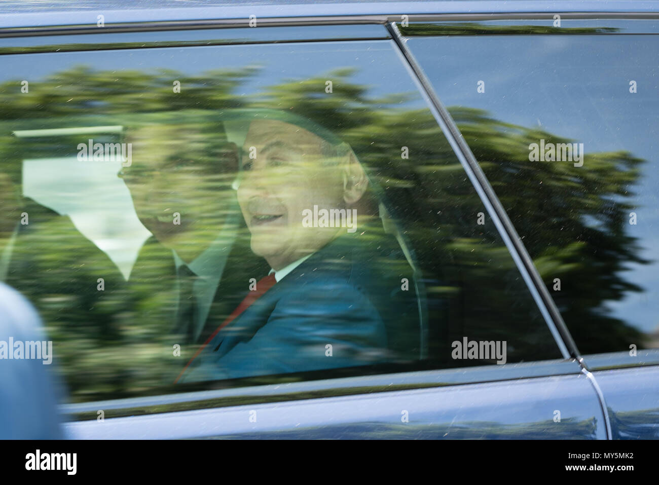 Israel Prime MInister Benjamin Netanyahu arrives to meet UK Prime Minister Theresa May. Stock Photo