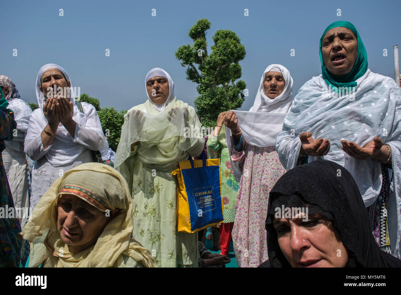 Kashmiri Muslim women devotee prays, at Hazratbal shrine to mark the ...