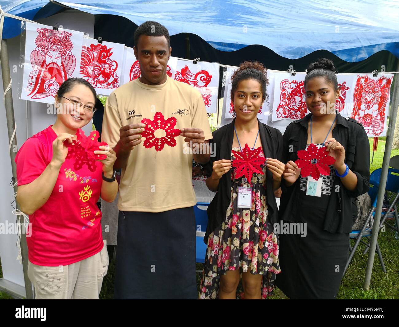Suva, Fiji. 6th June, 2018. Fijians and a staff member from Fiji China