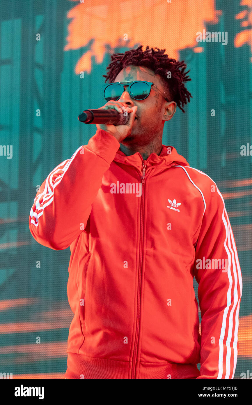 Chicago, Illinois, USA. 5th June, 2018. Rapper 21 SAVAGE (SHAYAA BIN ABRAHAMJOSEPH) at