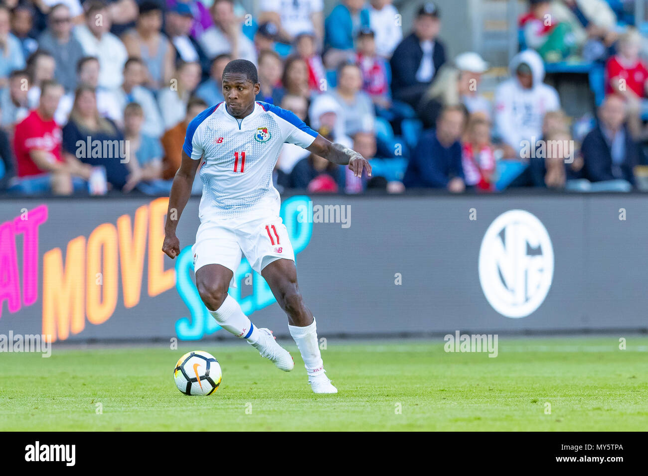 Ullevaal Stadion, Oslo, Norway. 6th June, 2018. International football friendly, Norway versus Panama; Armando Cooper of Panama on the ball Credit: Action Plus Sports/Alamy Live News Stock Photo