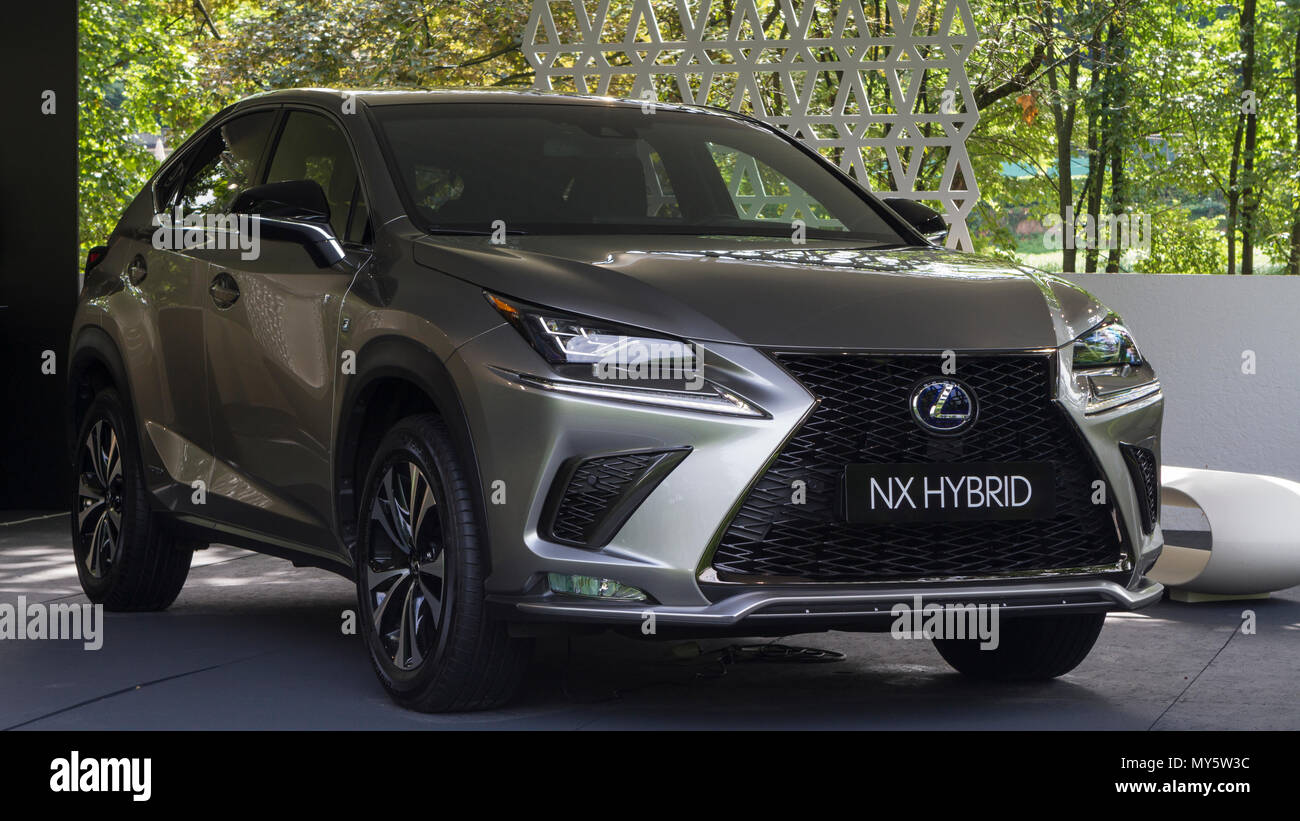 Torino, Italy. 6th June 2018. A Lexus NX Hybrid. 2018 edition of Parco Valentino car show hosts cars by many automobile manufacturers and car designers inside Valentino Park in Torino, Italy. Credit: Marco Destefanis/Alamy Live News Stock Photo