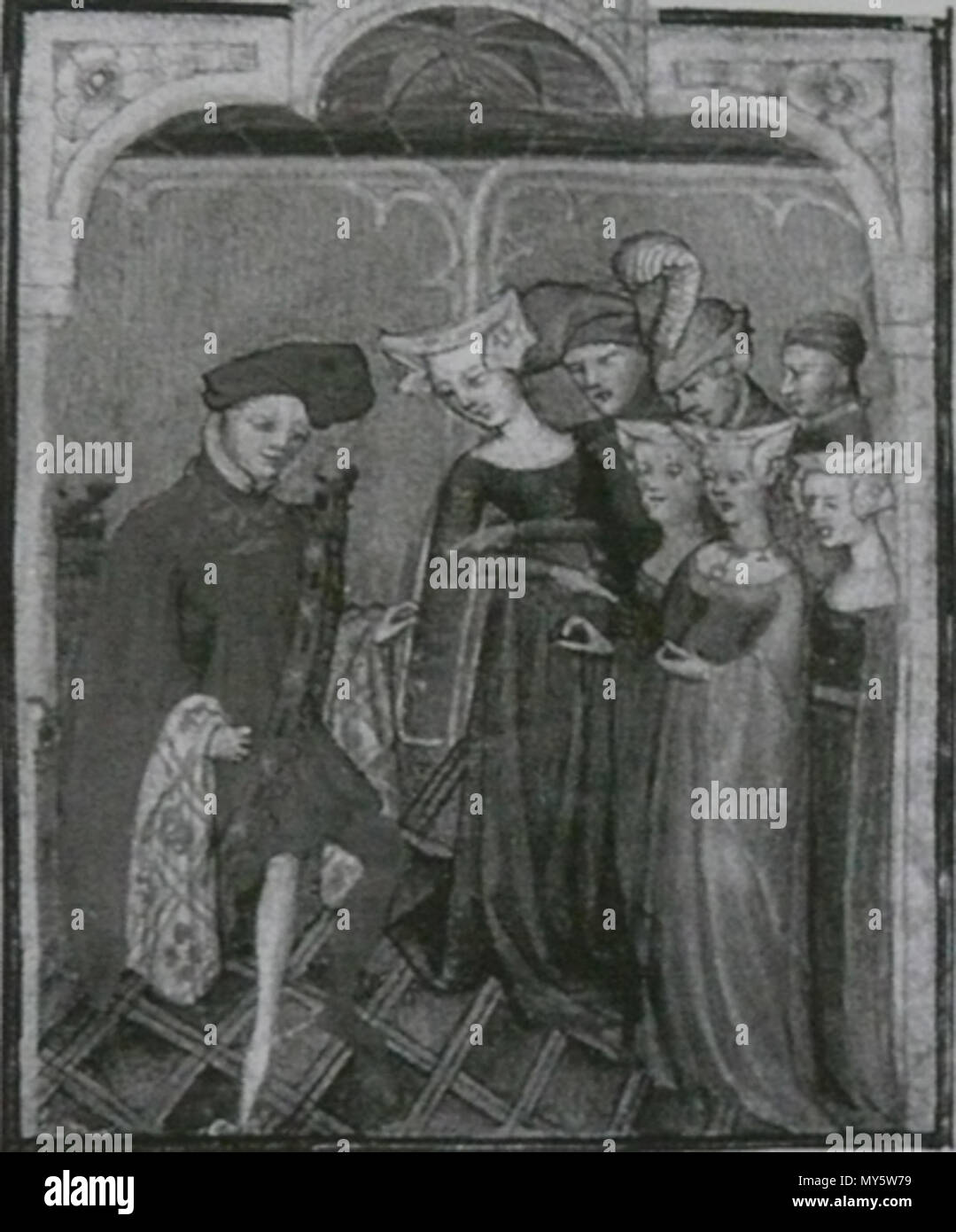 Français : Jean de Werchin et Christine de Pisan . 15th century. Anonymous  271 Jean Werchin christine Stock Photo - Alamy