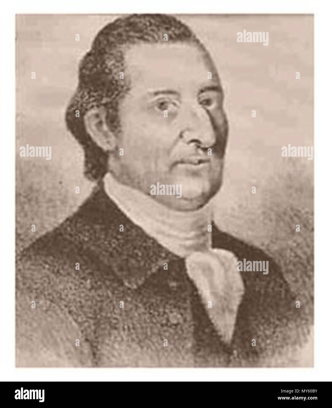 . English: Pencil portrait of William Goddard . 1700s. Unknown 564 William Goddard Stock Photo